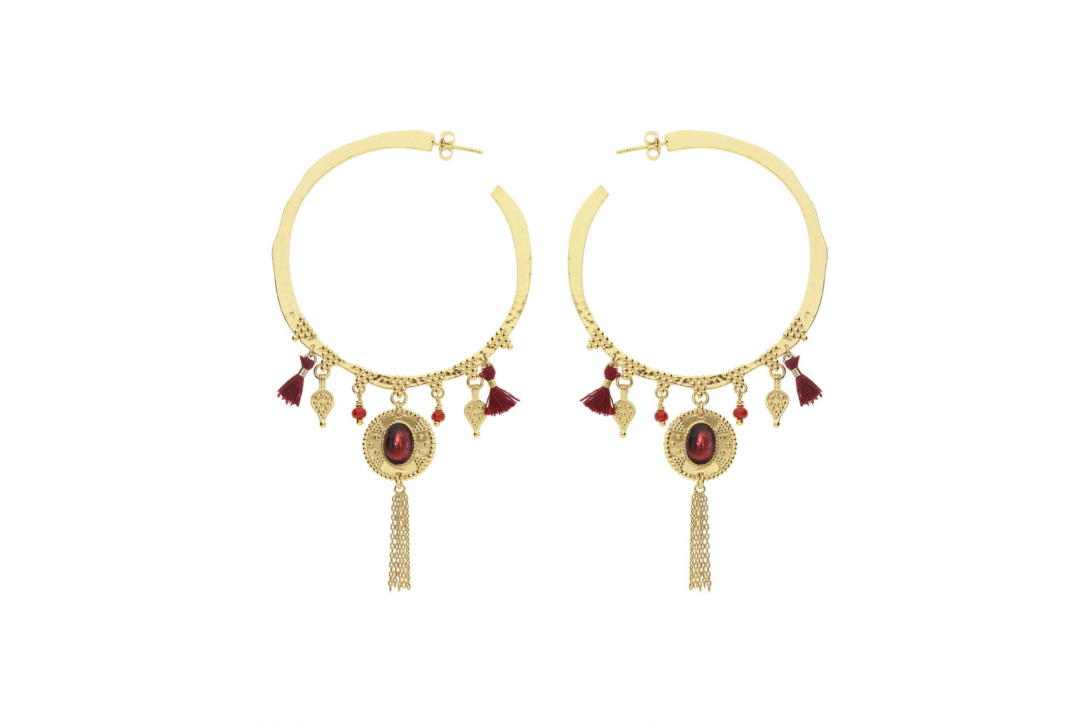 Hipanema Earrings Yourte Garnet Burgundy
