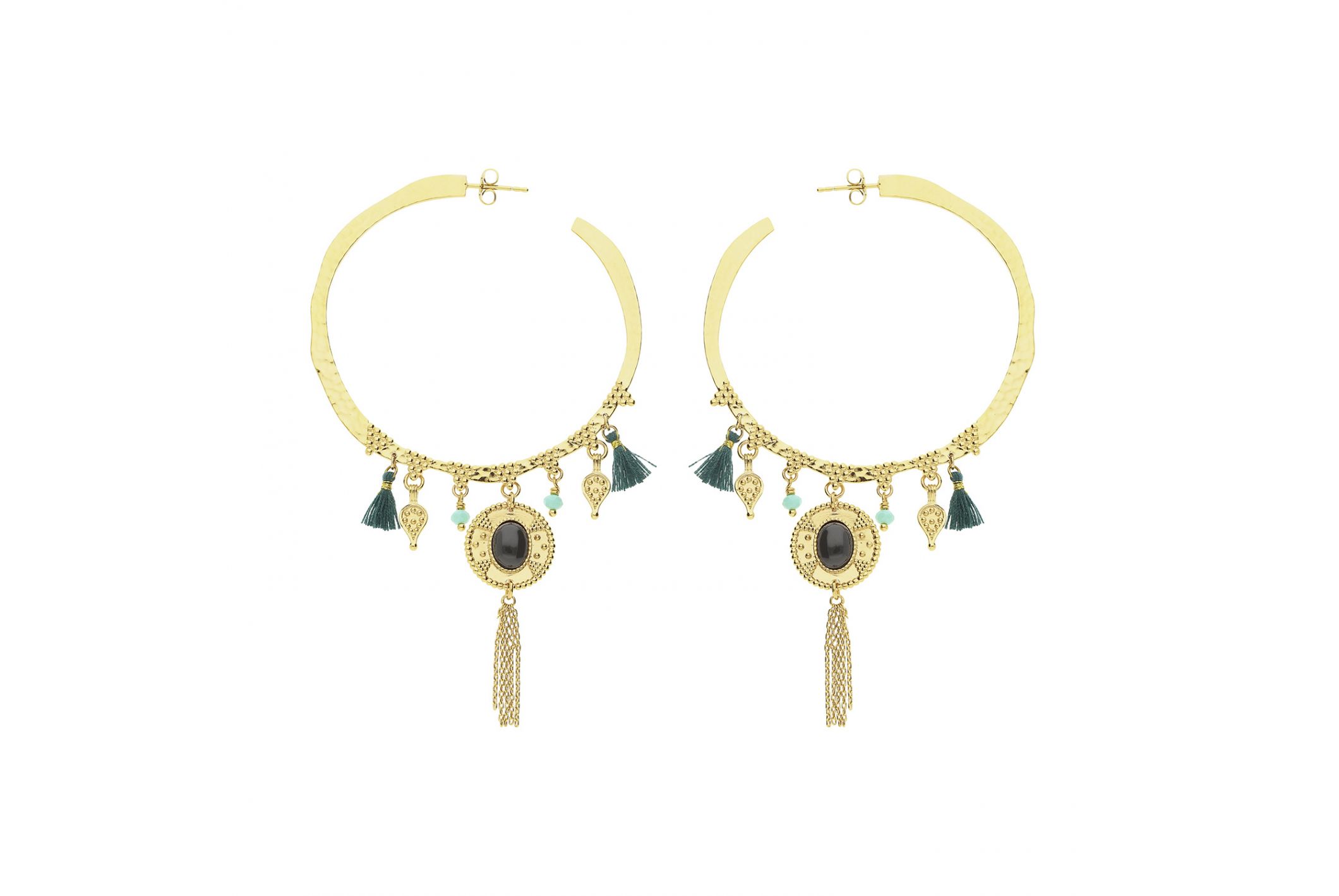 Hipanema Boucles d'oreilles Yourte Vert Emeraude