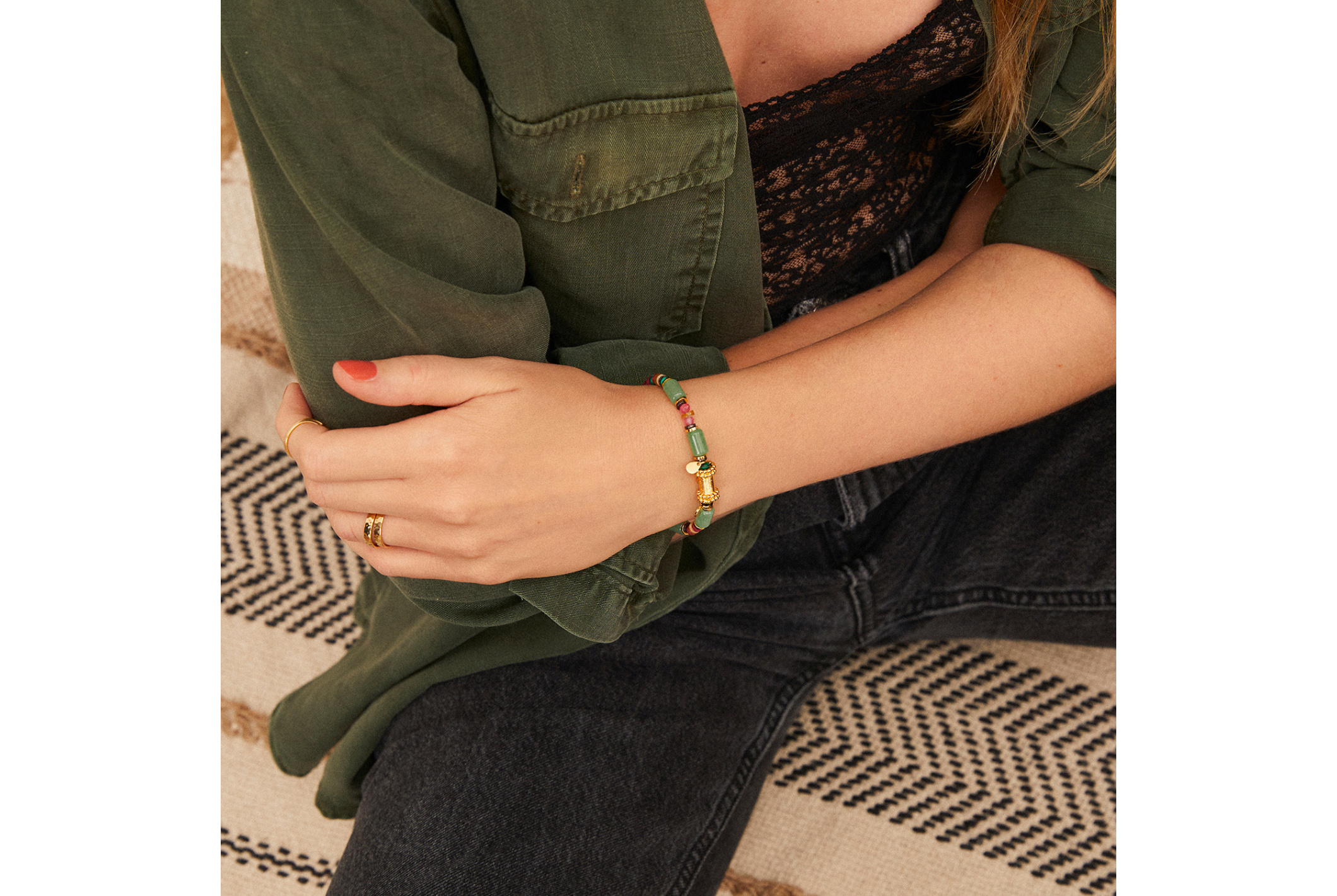 Hipanema Link Kozak Green Jade