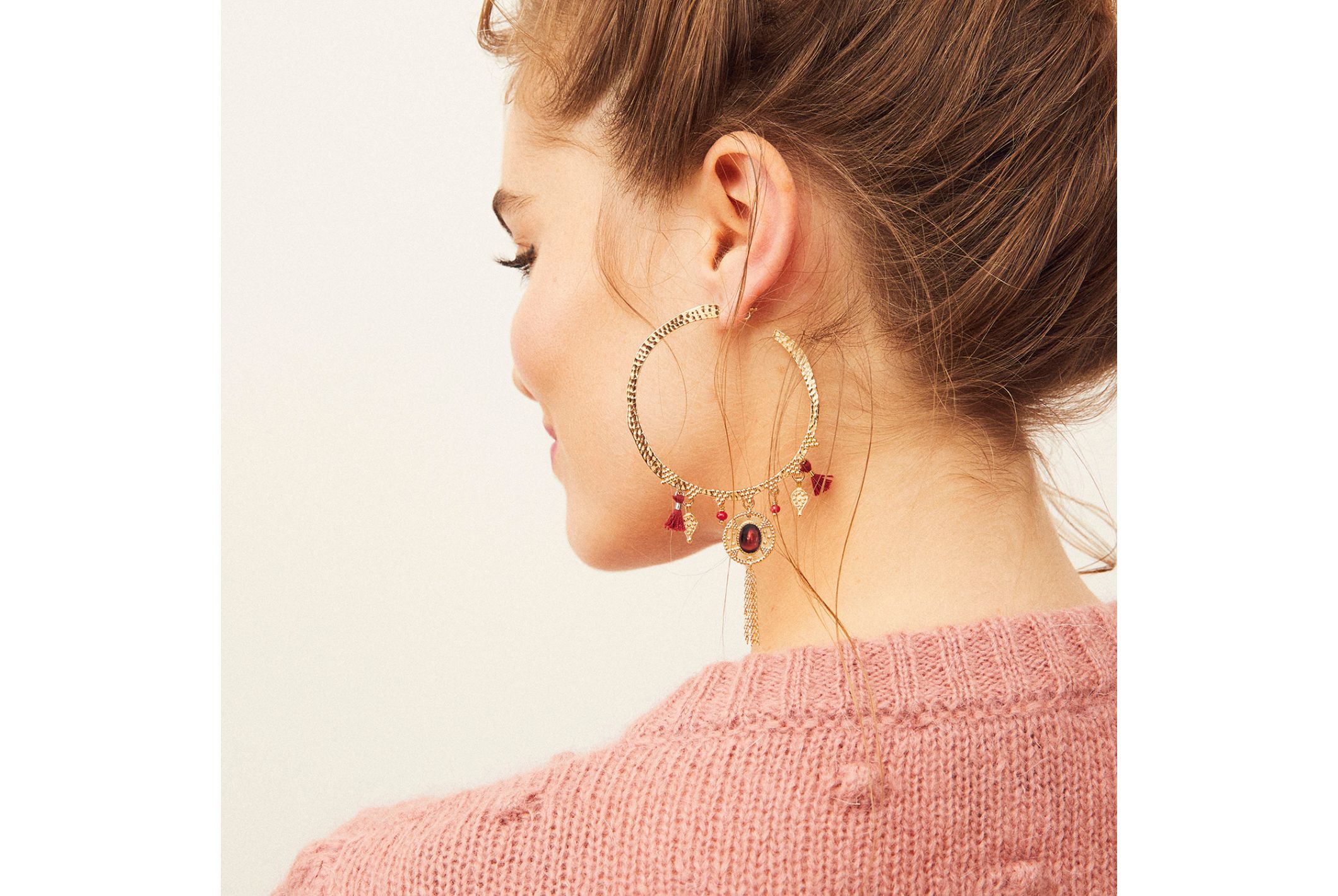 Hipanema Earrings Yourte Garnet Burgundy
