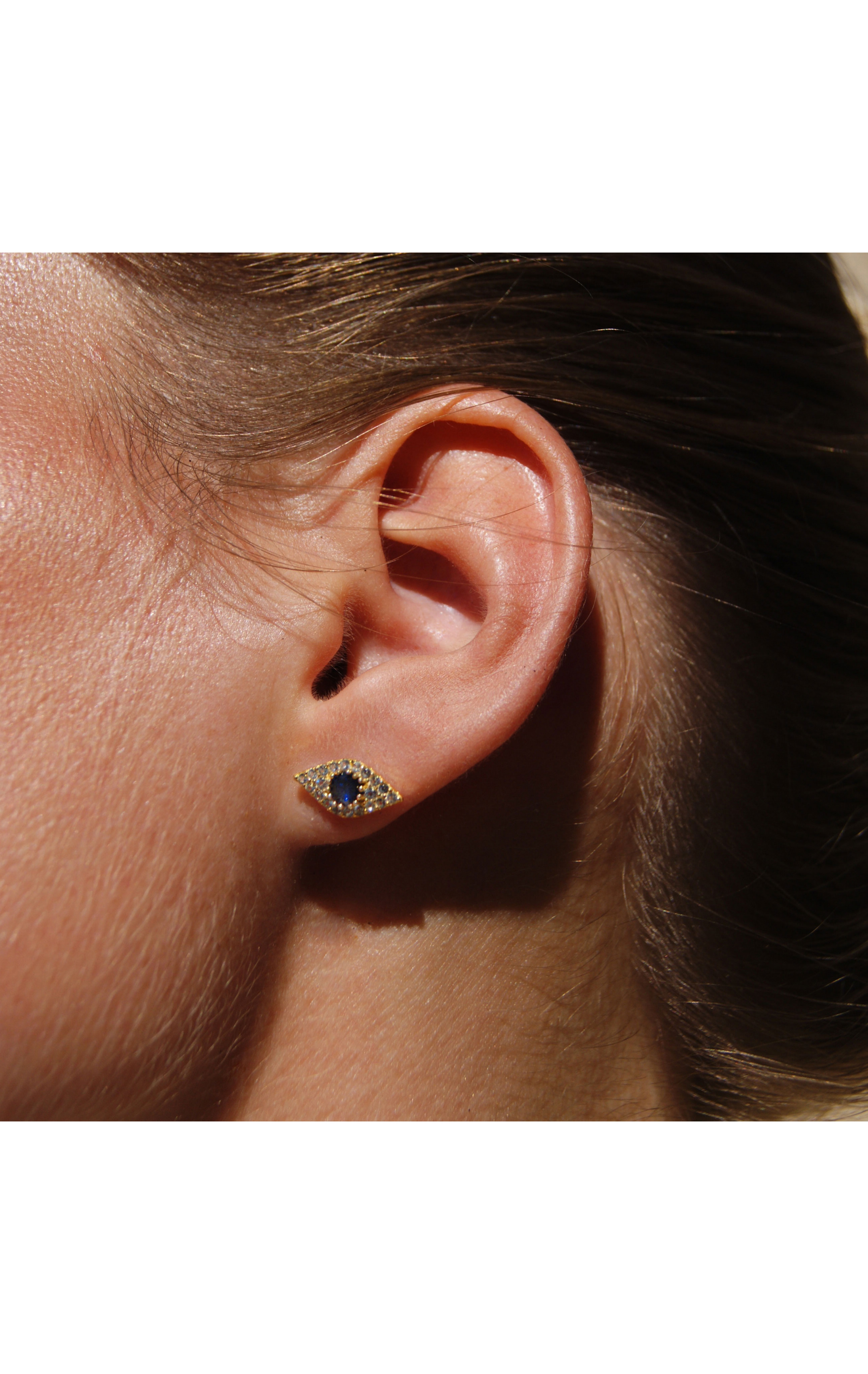 Boucles d'oreilles Rhodes Bleu Saphire