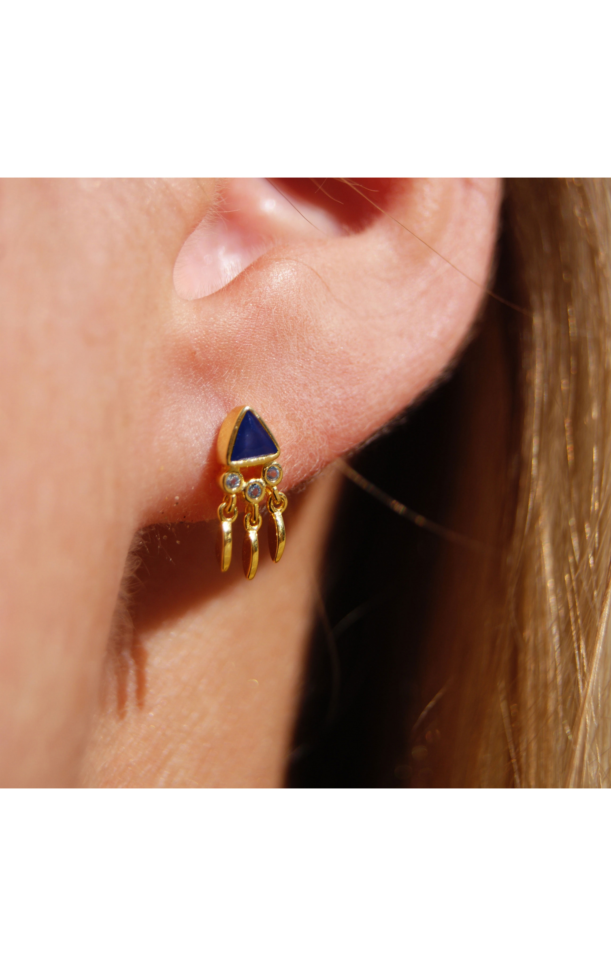 Earrings Pyramid Bleu Saphire