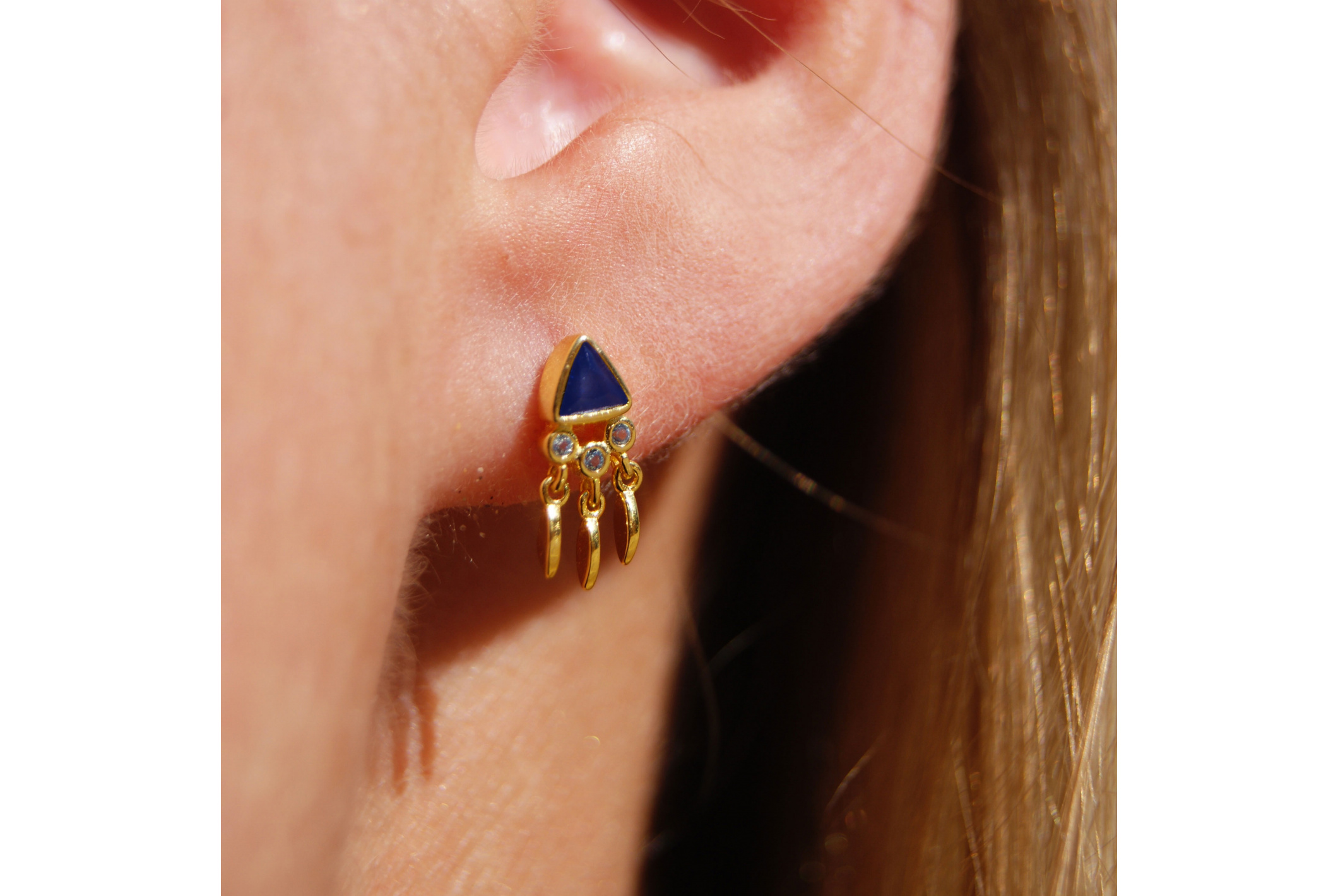 Hipanema Boucles d'oreilles Pyramid Bleu Saphire
