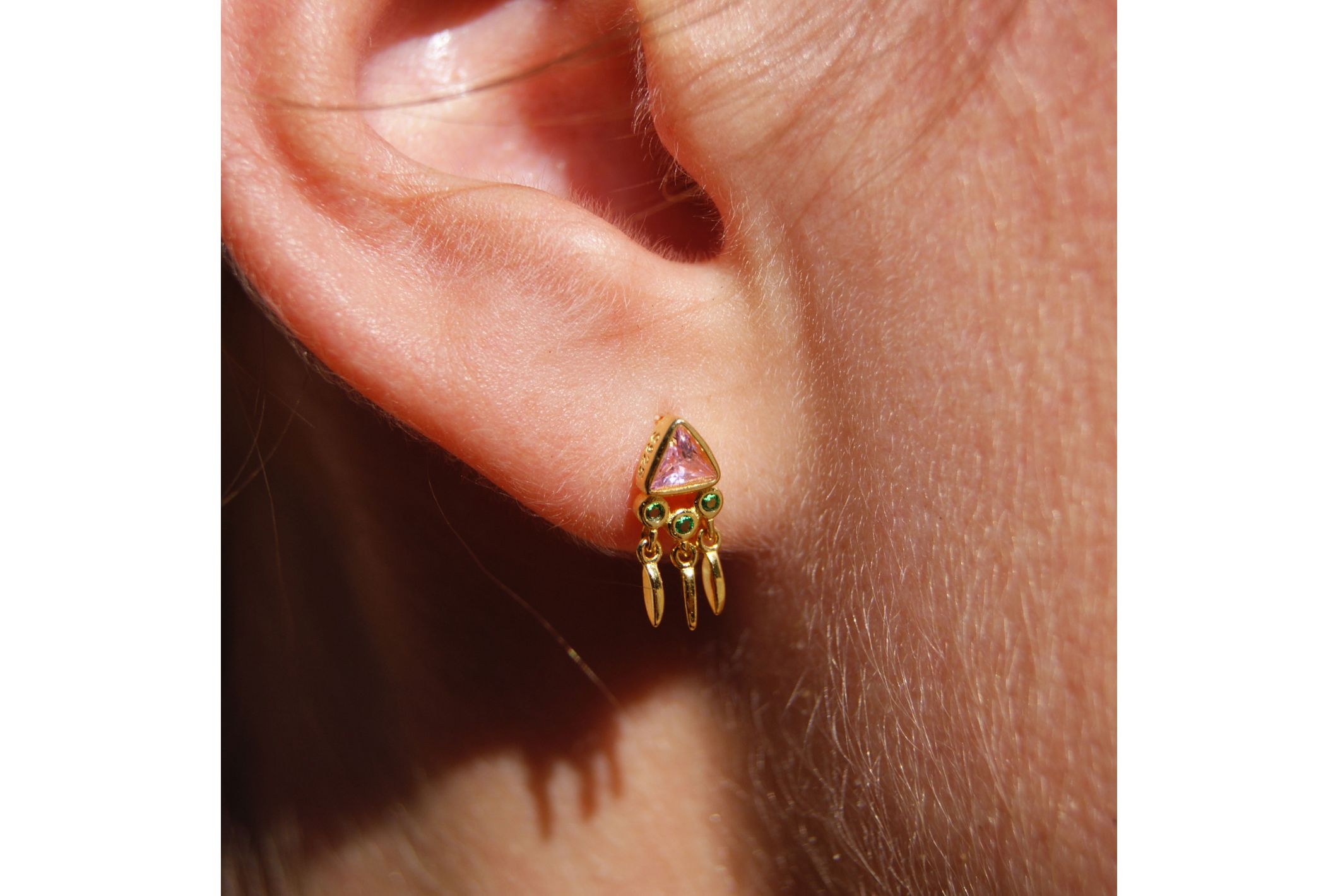 Hipanema Earrings Pyramid Rose Rhodolite