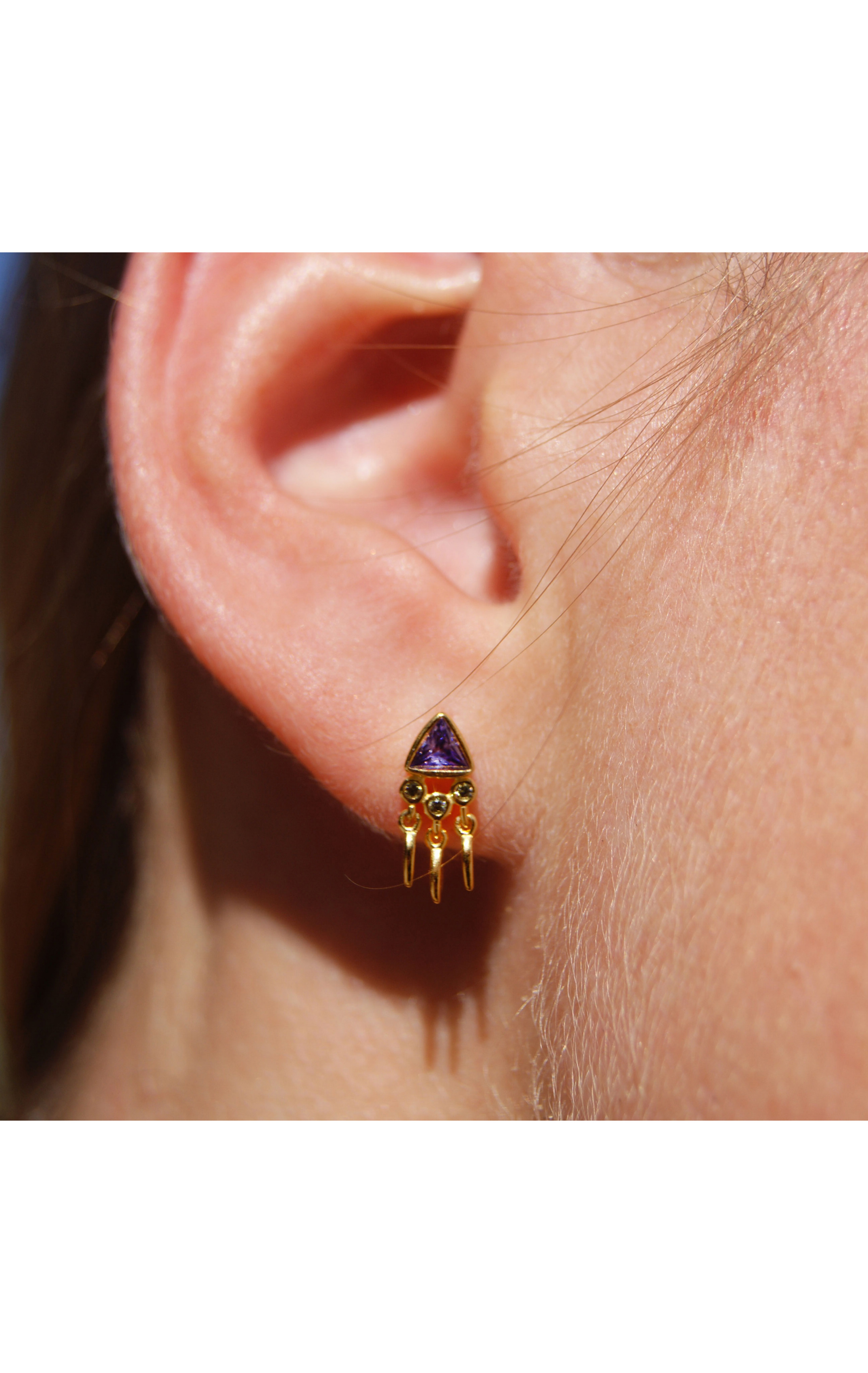 Earring Pyramid Violet Amethyste