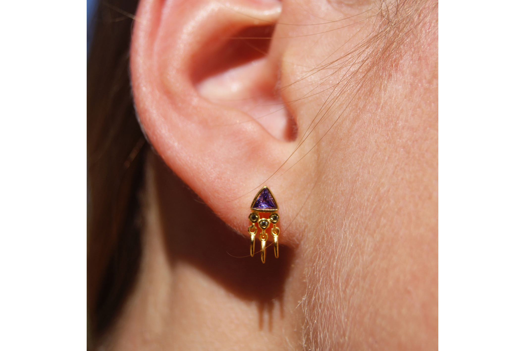 Hipanema Boucle d'oreille Pyramid Violet Amethyste