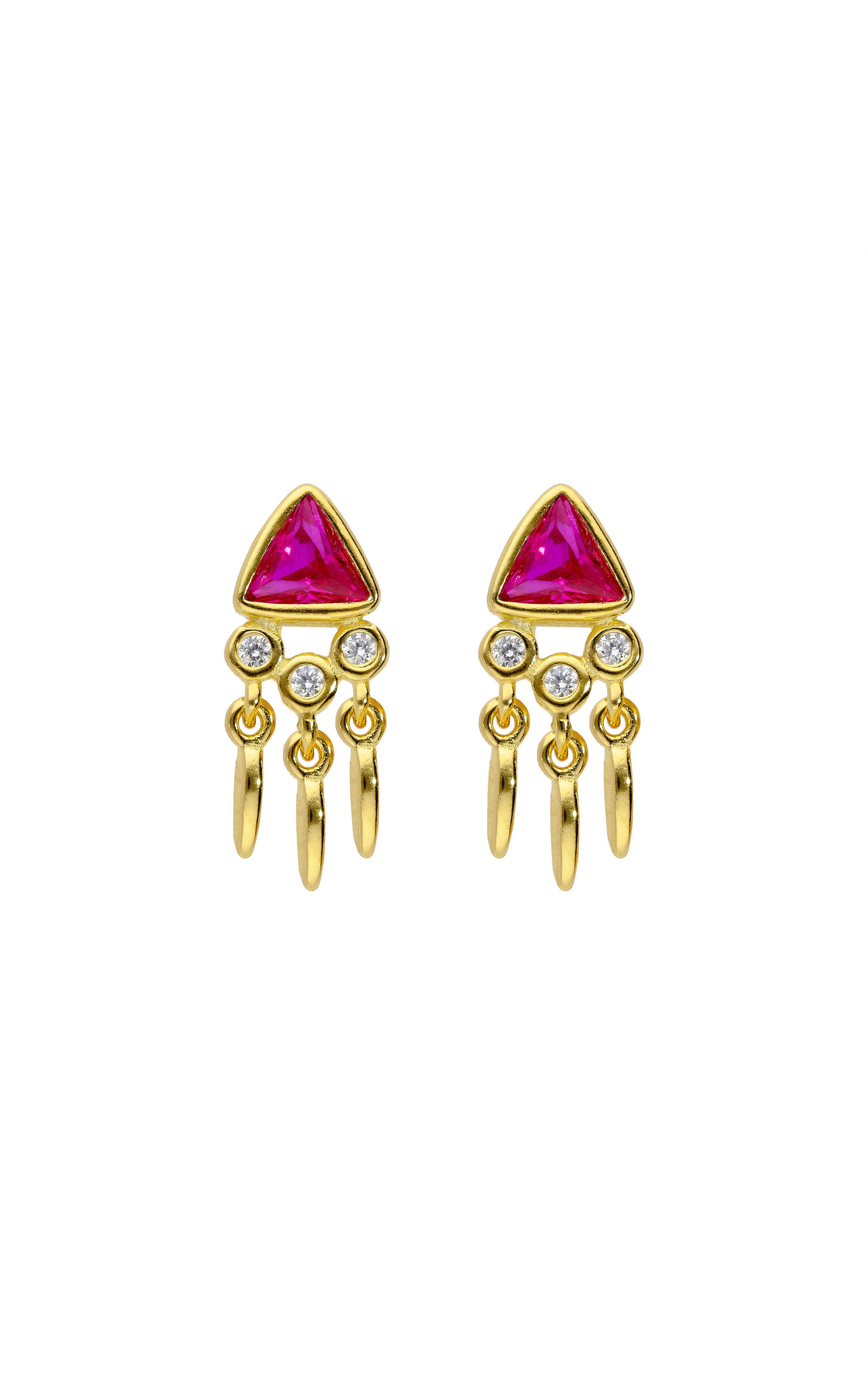 Earring Pyramid Rose Fuschia