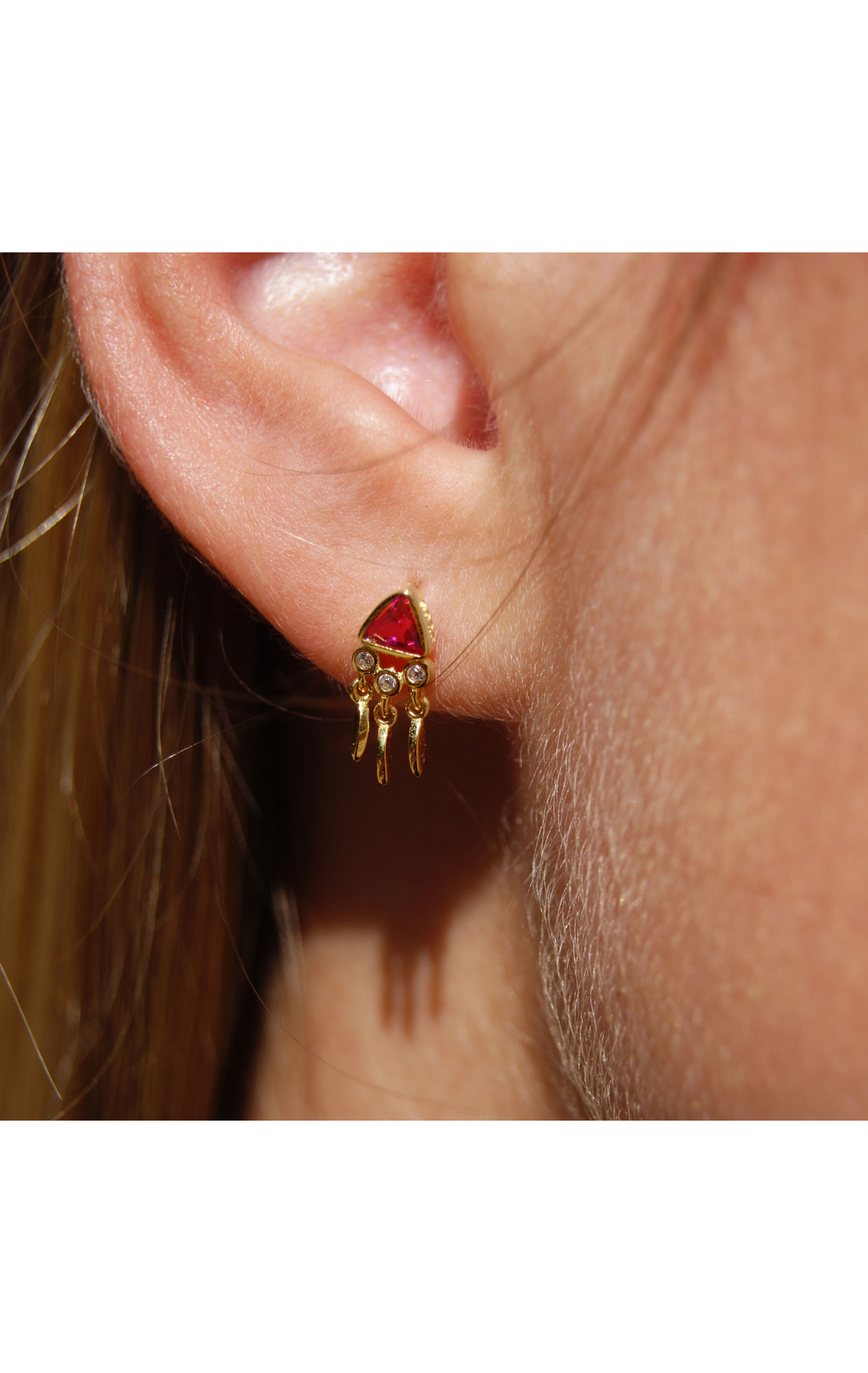 Earring Pyramid Rose Fuschia
