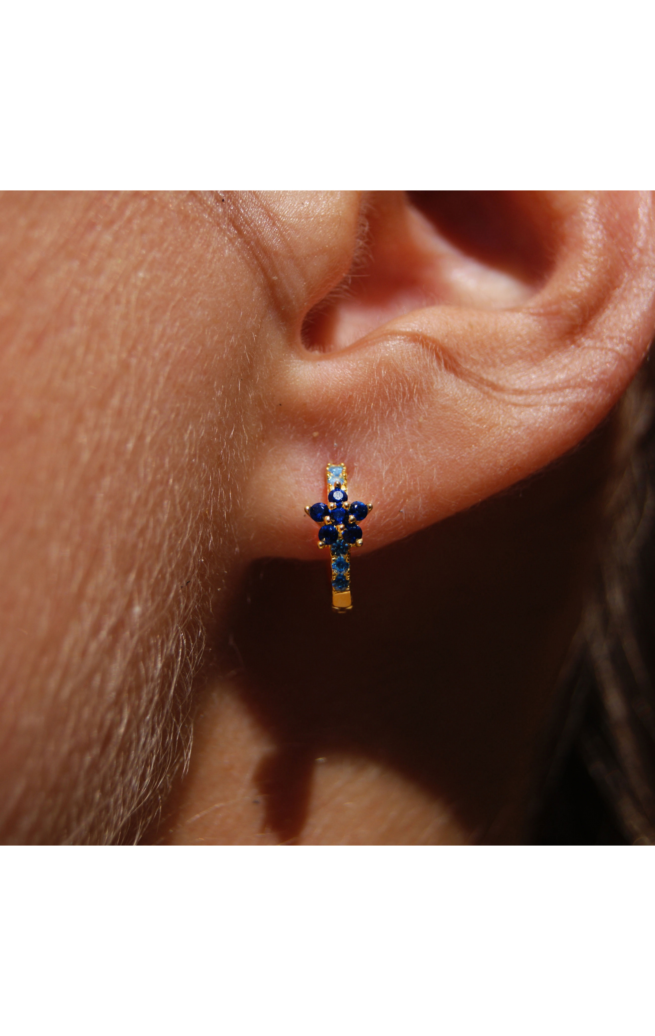 Boucle d'oreille Koki Bleu Saphire