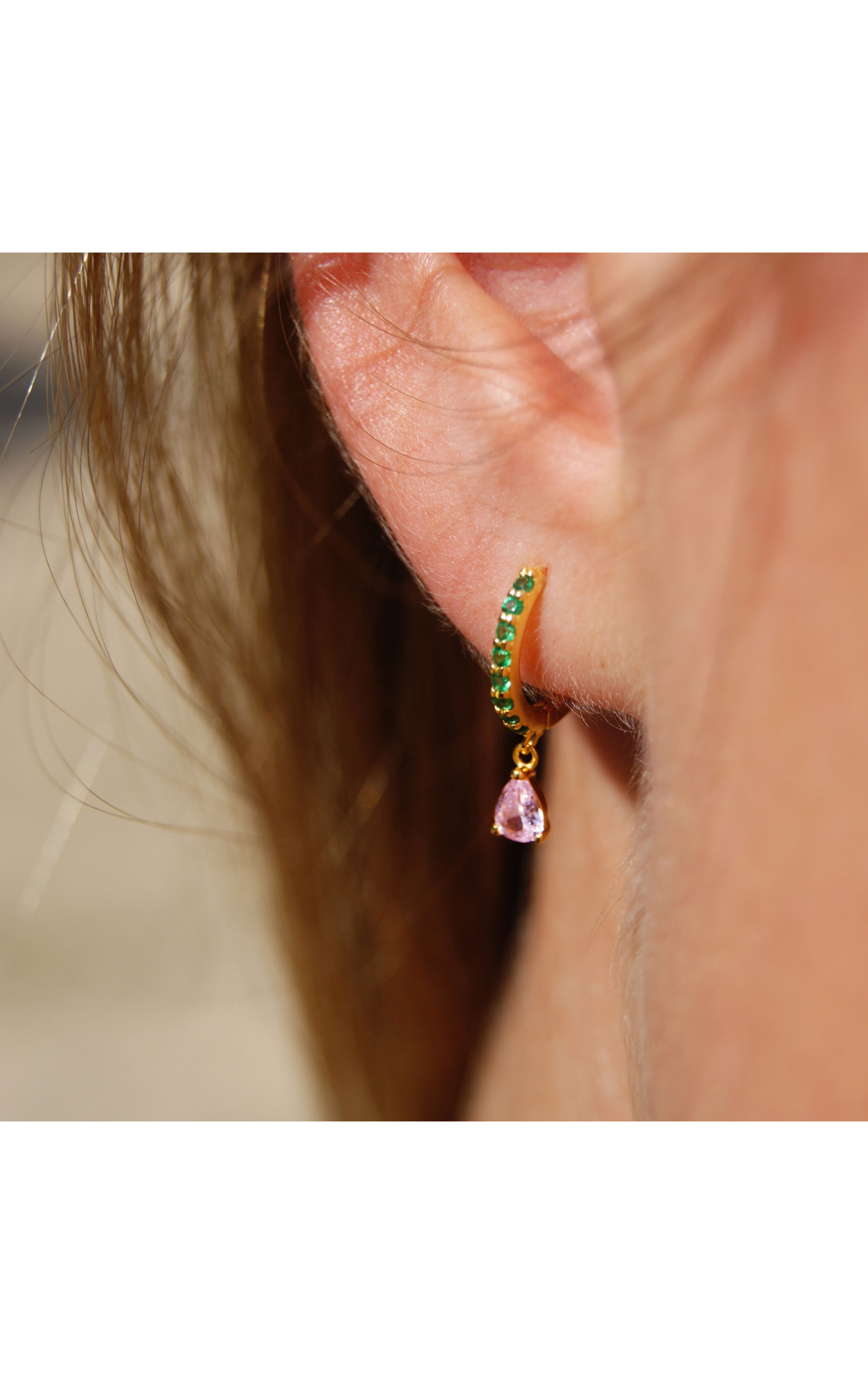 Boucles d'oreilles Droppy Rose Rhodolite
