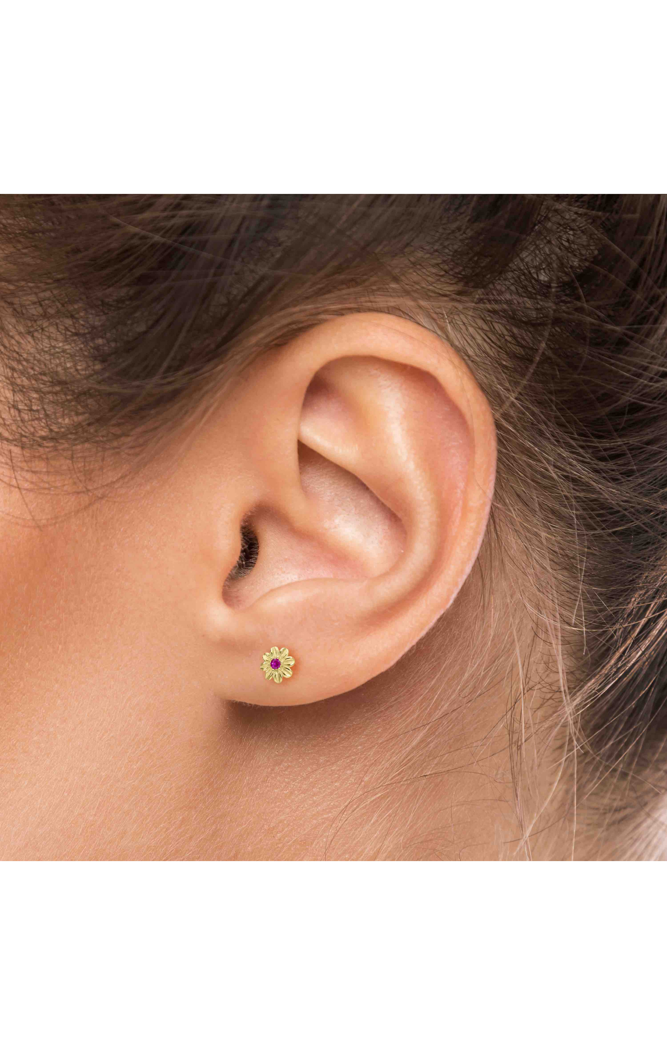 Boucles d'oreilles Paquerette Rose Rubis