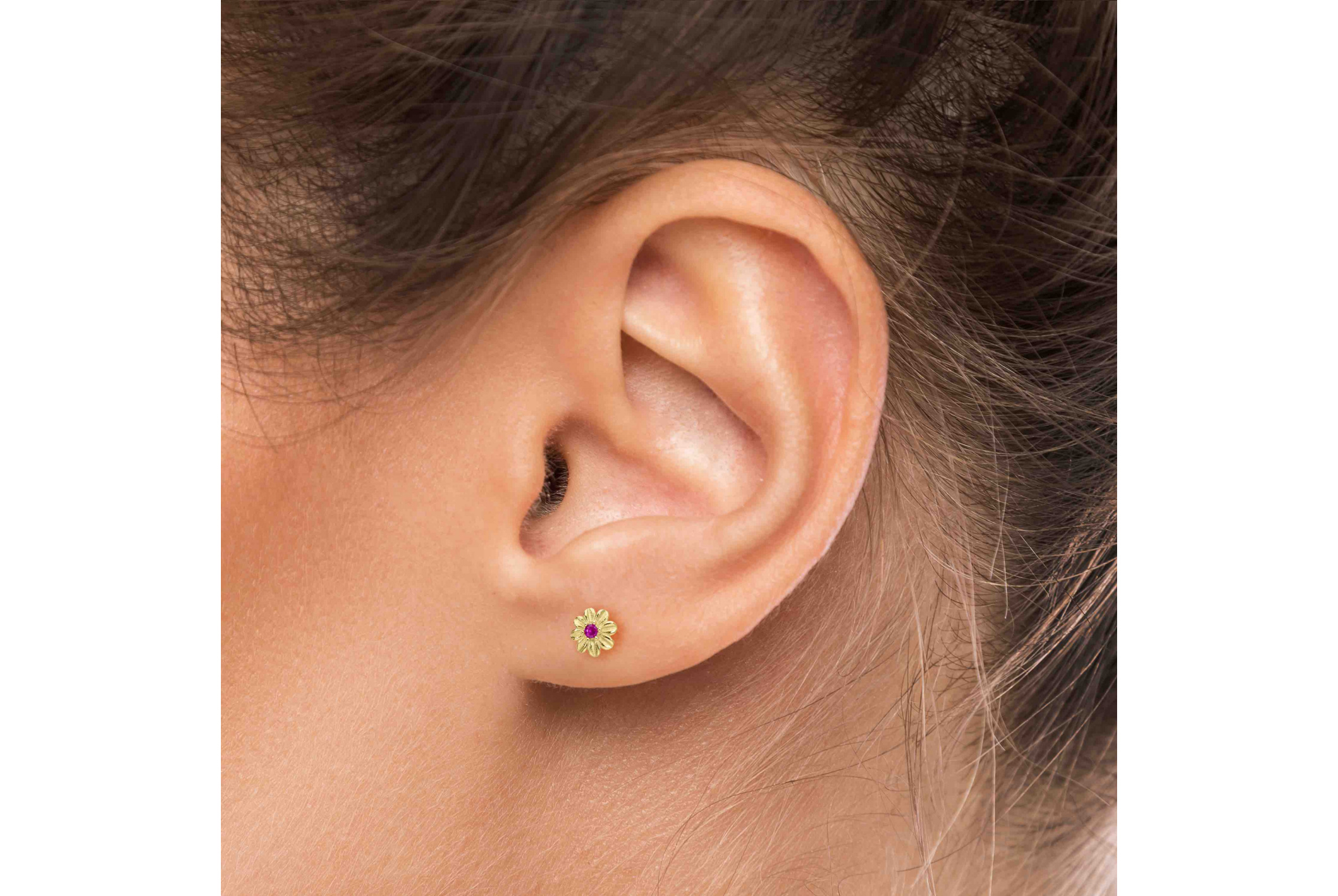 Hipanema Boucles d'oreilles Paquerette Rose Rubis