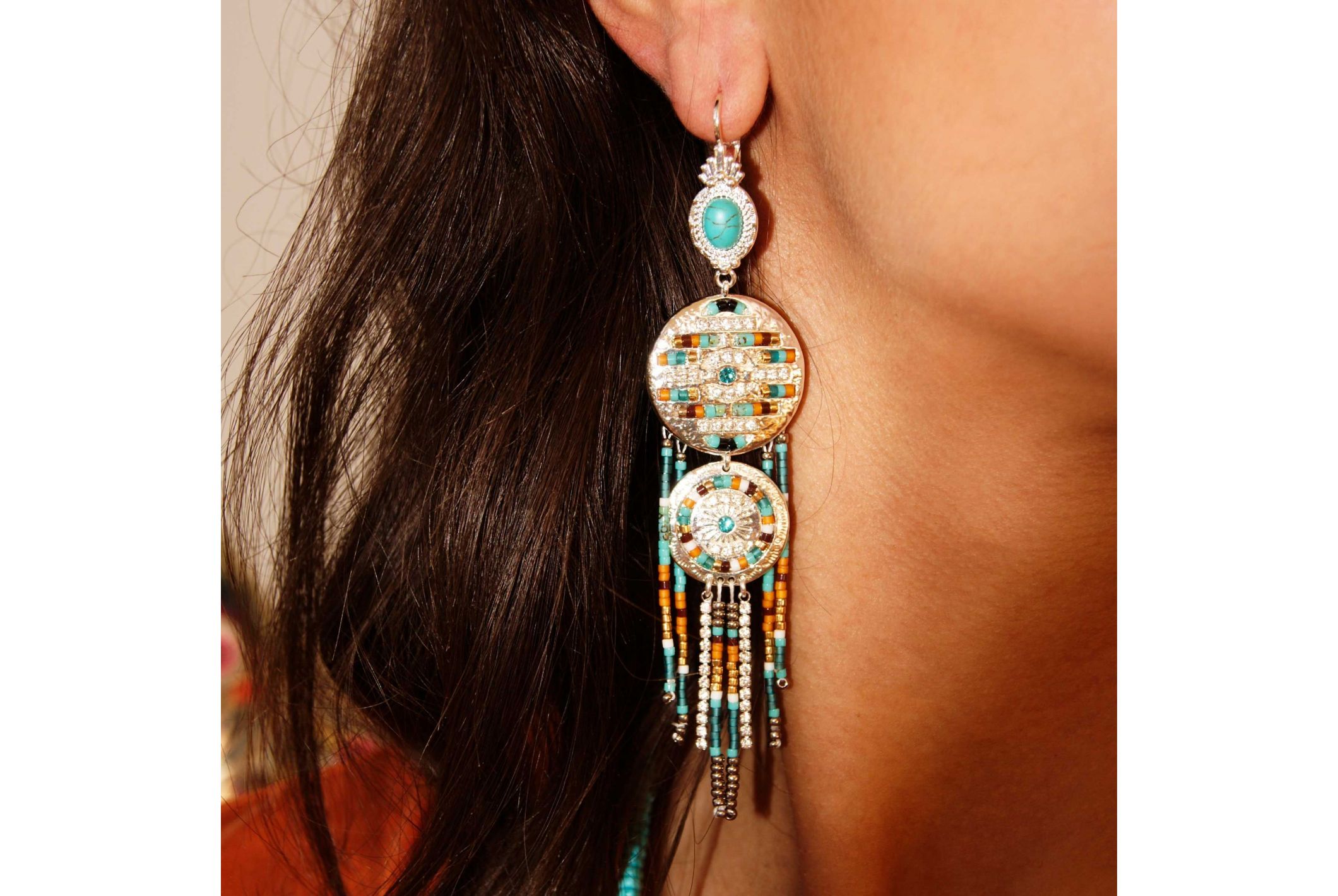Hipanema Boucles d'oreilles Bison Argenté