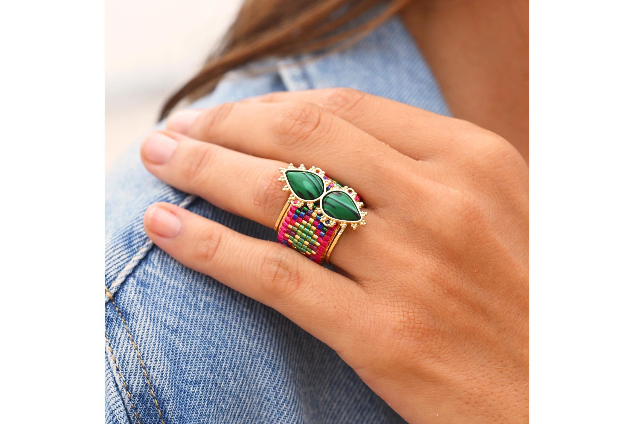 Hipanema Bague Viva Emeraude
