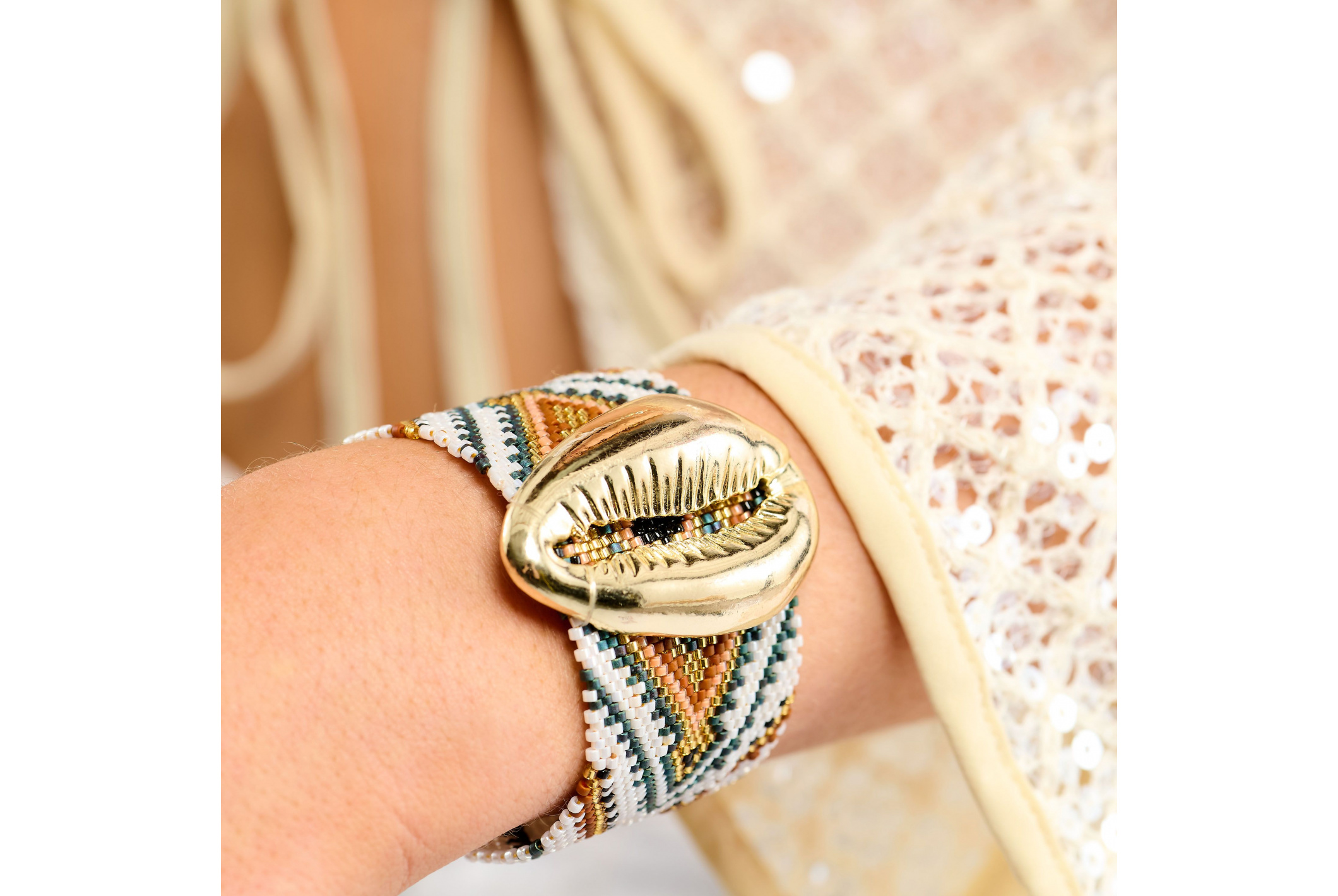 Hipanema Manchette Apashe Blanc