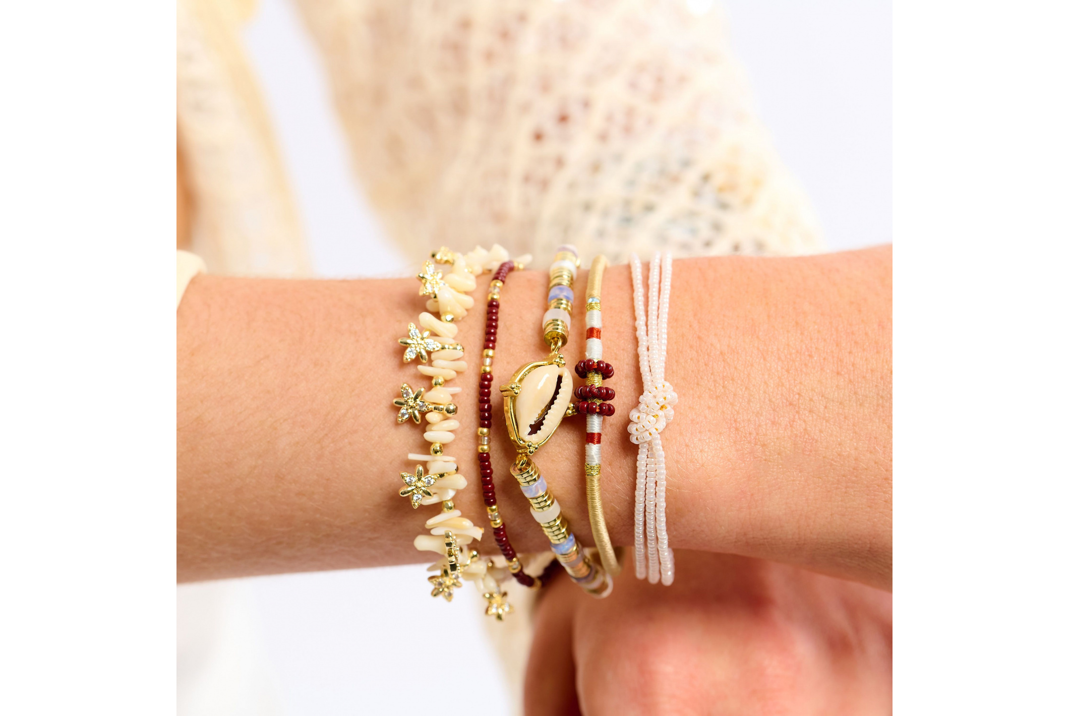 Hipanema Manchette Fiores Blanc