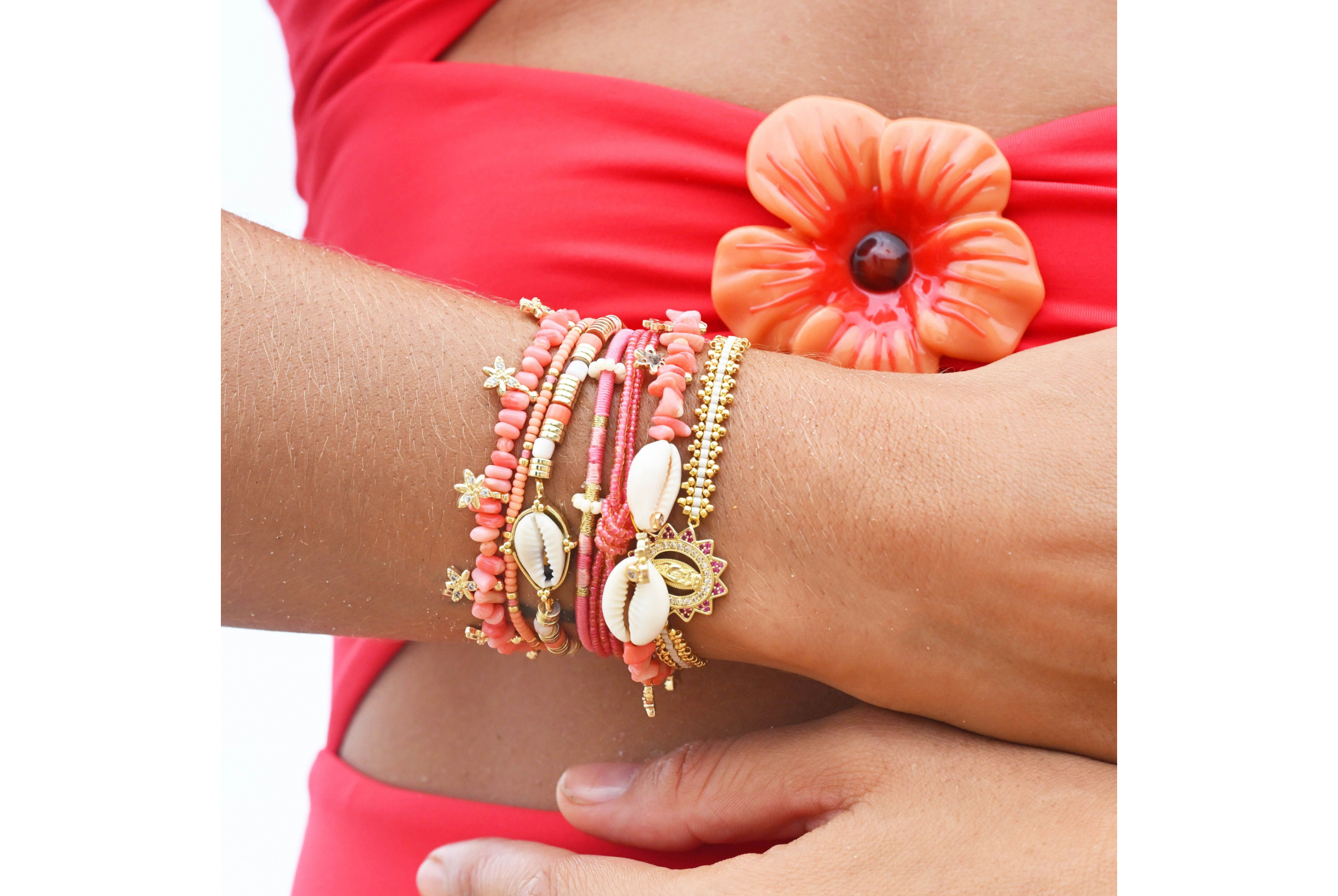 Hipanema Manchette Fiores Corail