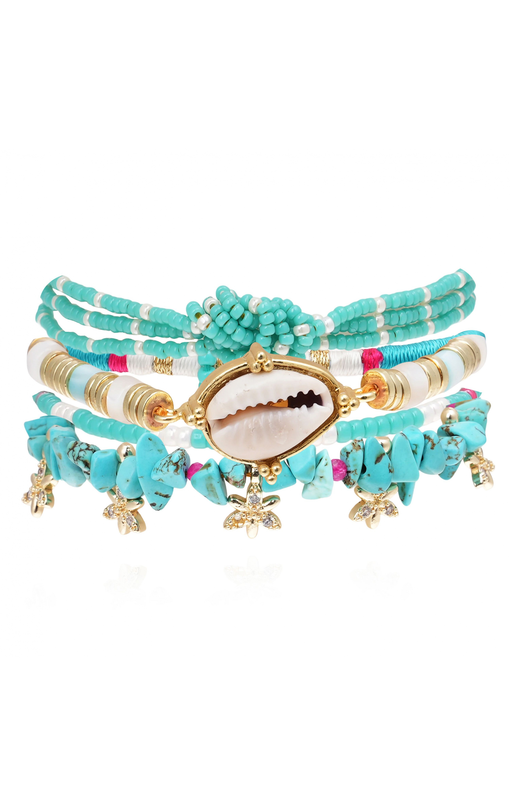 Manchette Fiores Turquoise