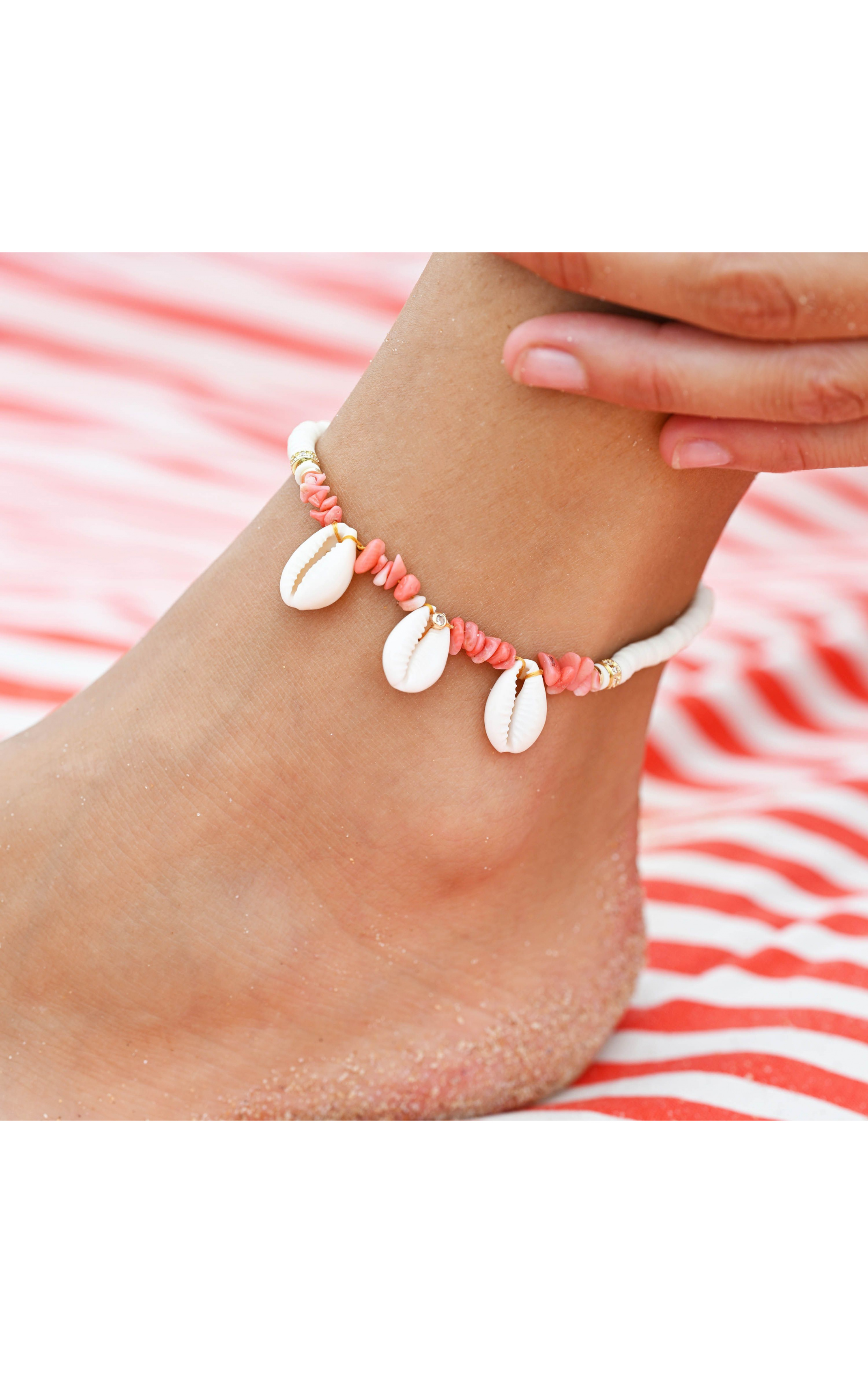 Bracelet de cheville Koralia Corail