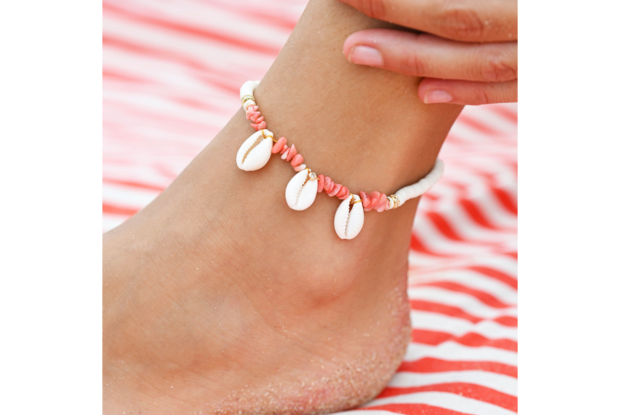 Bracelet de cheville Koralia Corail