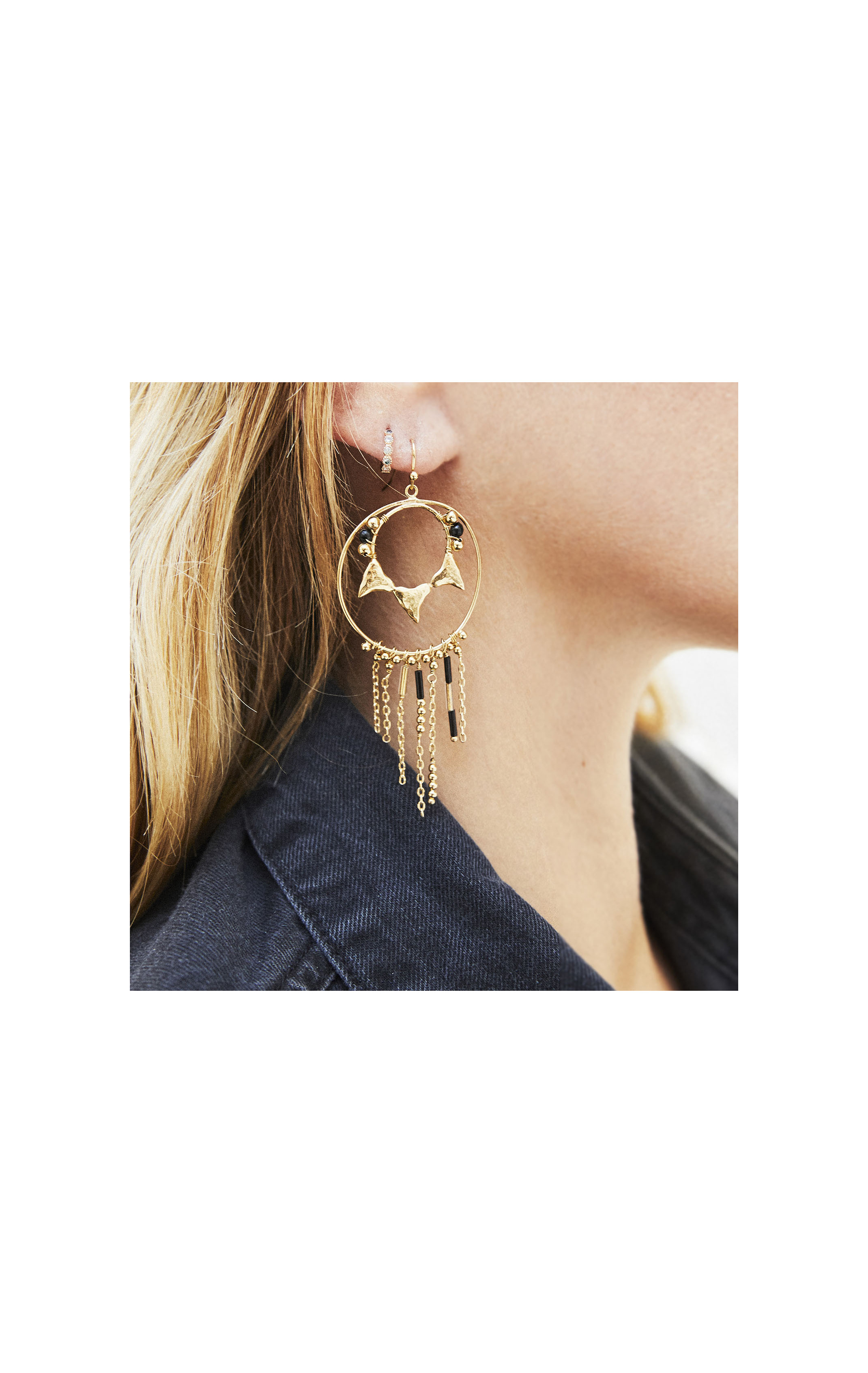 Earrings Warrior Black Black
