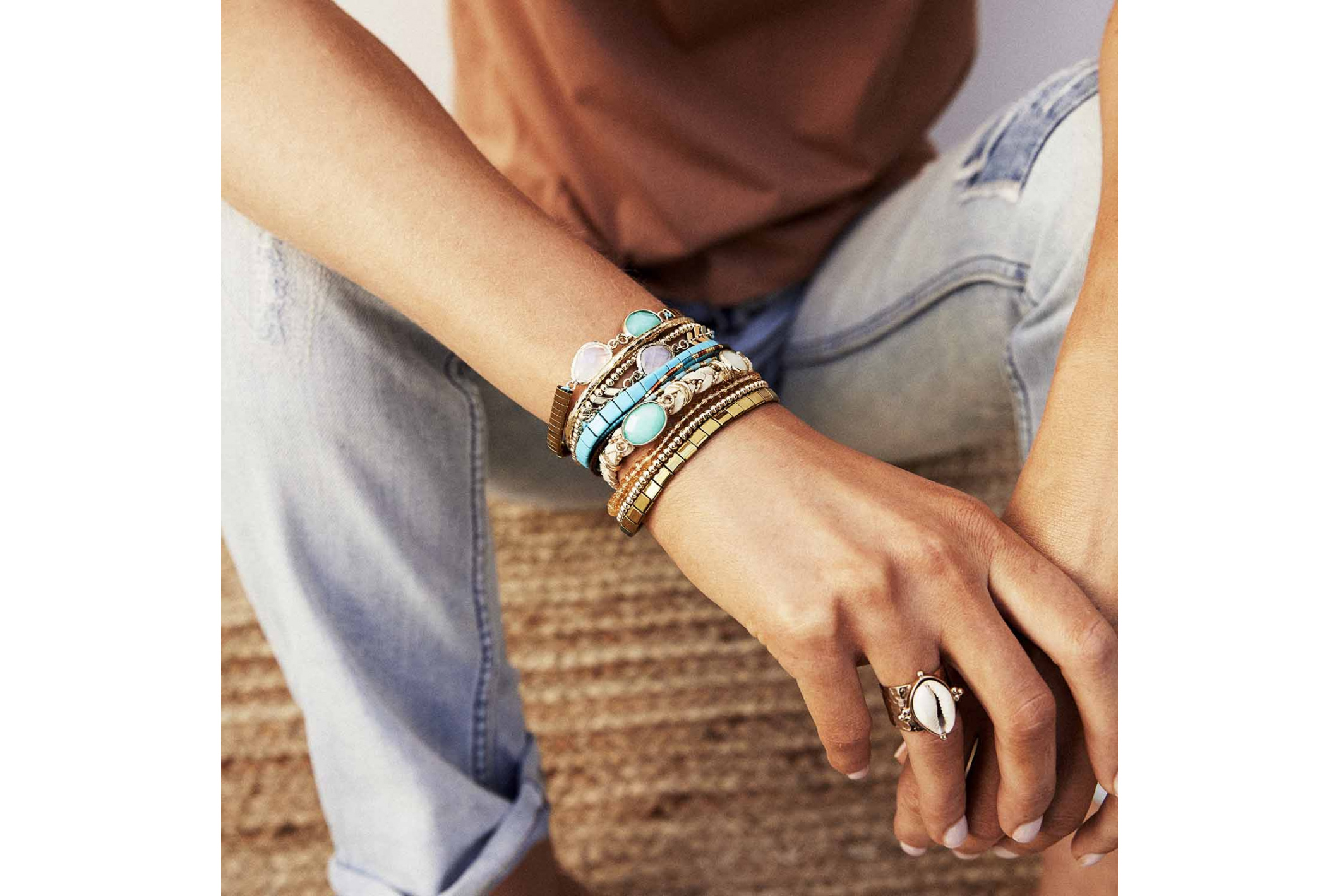 Hipanema Manchette Chamade Bleu Turquoise